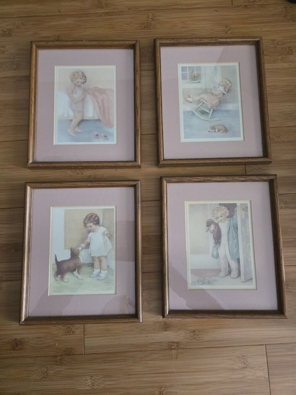 Vintage Bessie Pease Gutmann Signed Lithograph Prints Framed Set Of 4